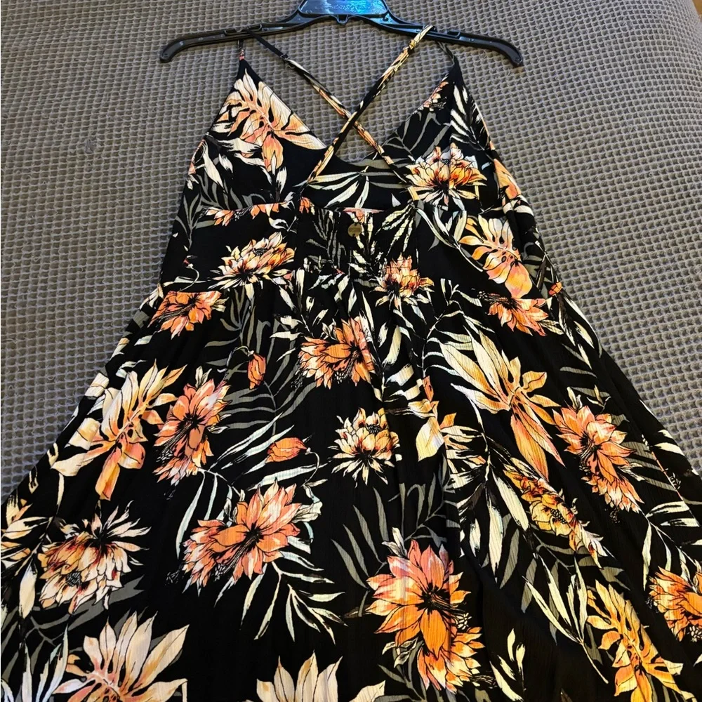 Rip Curl Black Dress with Orange and White Floral Design - Picture 5 of 6